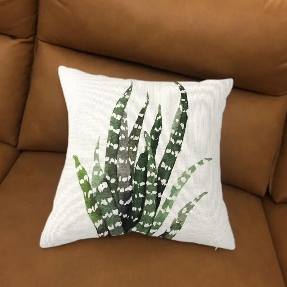 Green Plants Pillow Case Modern Sofa Bedroom Decoration Reusable Hand-painted Watercolor Greenery Square Throw Pillow - Taci Dekor