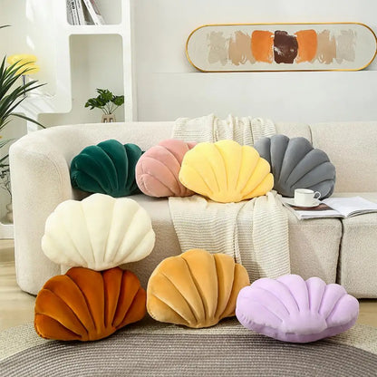 Shell-Shaped Stuffed Pillow Cushion Super Soft Wear Resistant Vibrant Color Seashell Bed Sofa Cushion Home Decoration