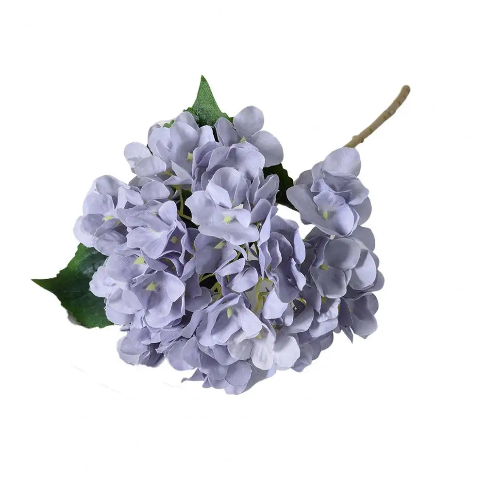 Artificial Hydrangea with Green Leaves Stem Realistic Flower Wedding Home Office Table Centerpiece Faux Floral Branch - Taci Dekor