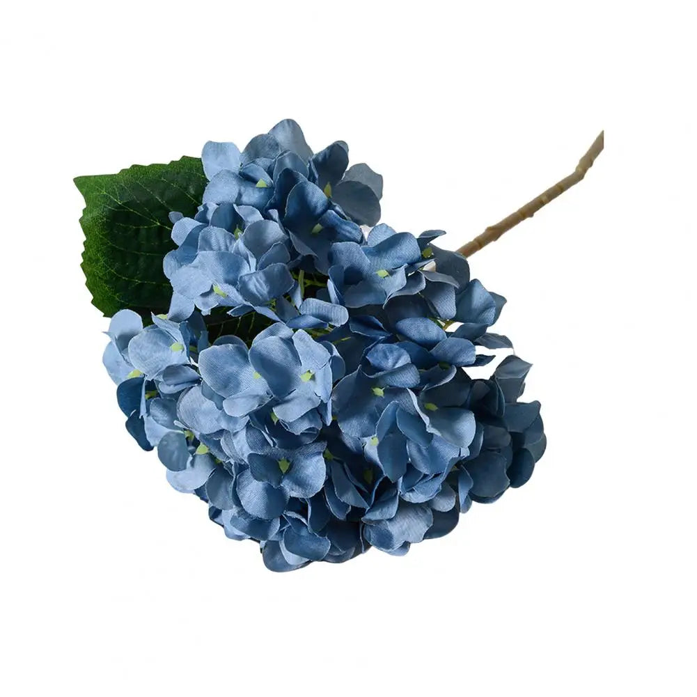 Artificial Hydrangea with Green Leaves Stem Realistic Flower Wedding Home Office Table Centerpiece Faux Floral Branch - Taci Dekor