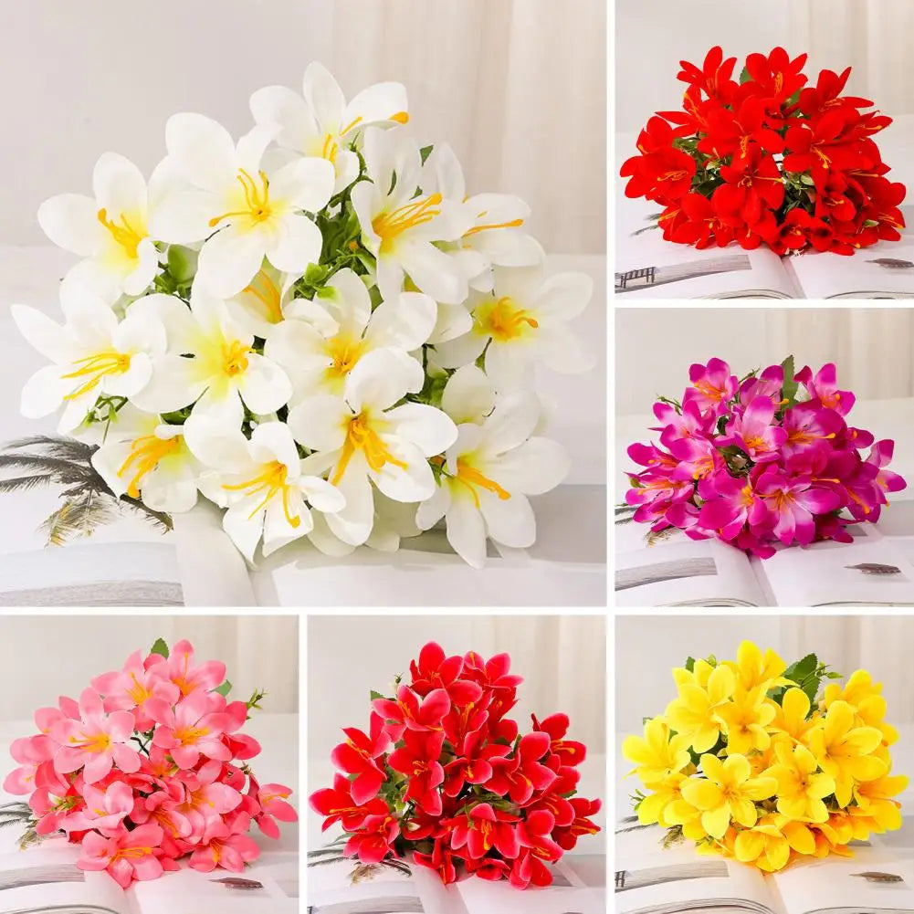 Artificial Lily Branch with Stem 5 Fork 10 Head Home Wedding Party Faux Flower Floral Arrangement Indoor Outdoor Garden