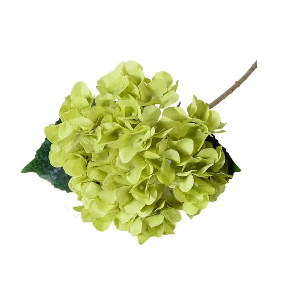 Artificial Hydrangea with Green Leaves Stem Realistic Flower Wedding Home Office Table Centerpiece Faux Floral Branch - Taci Dekor