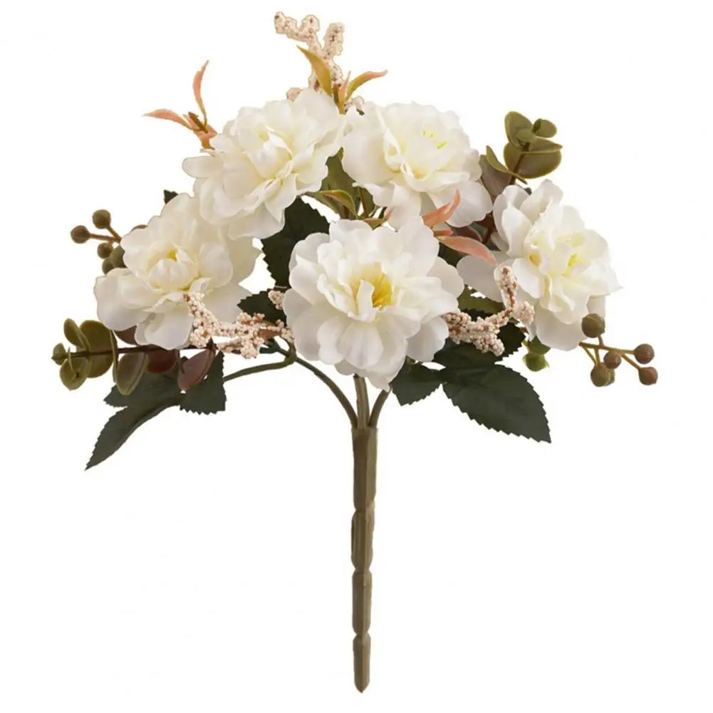 Artificial Flower Non-Fading No Watering Decorative 5 Branches Blossom Simulated Hibiscus Cherry Balcon - Taci Dekor