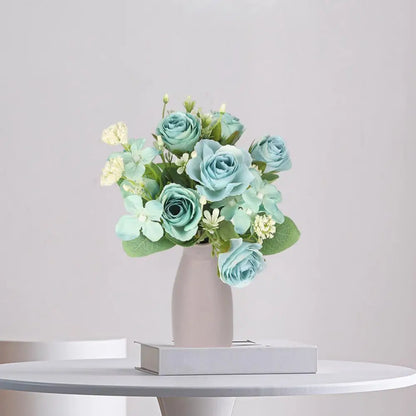Artificial Flower Multiple Heads Long Branch Green Leaves Fade Resistant Easy Care DIY Non-withered Floral Arrangement