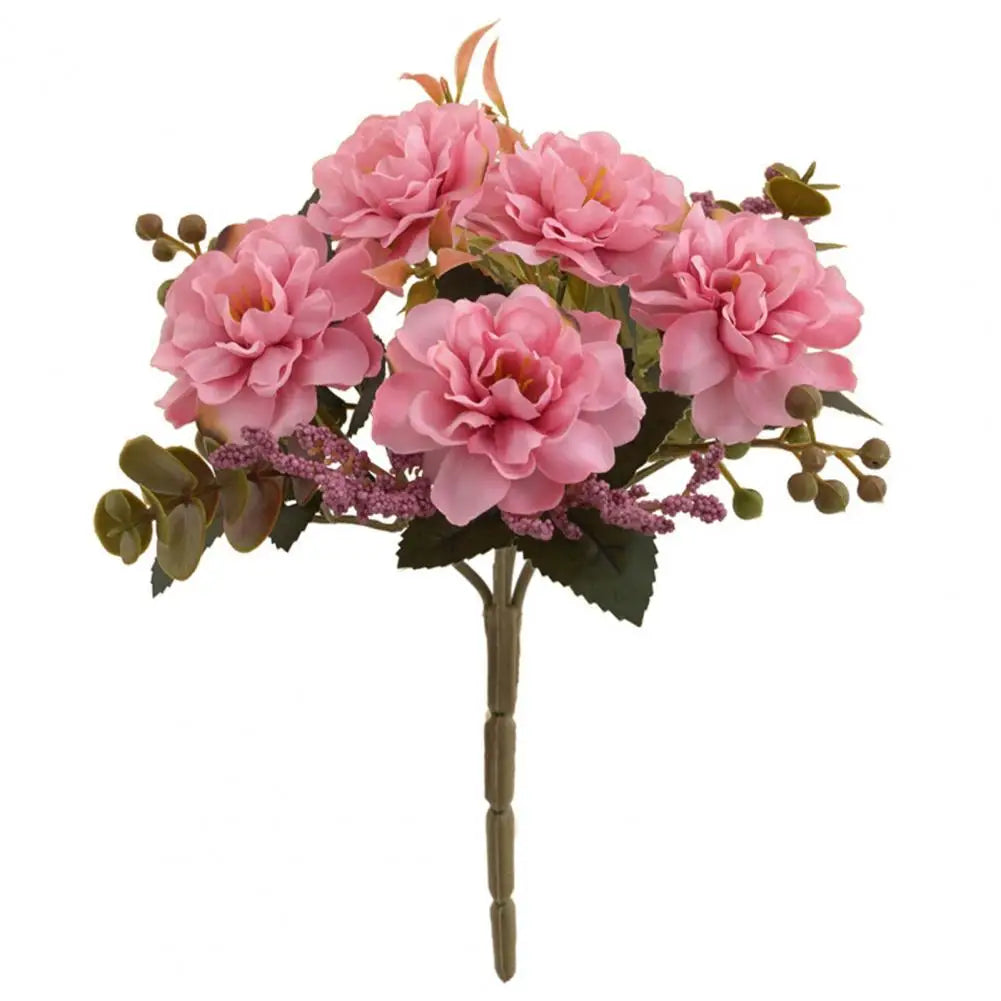 Artificial Flower Non-Fading No Watering Decorative 5 Branches Blossom Simulated Hibiscus Cherry Balcon - Taci Dekor