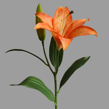 Artificial Flower No Watering Faux Silk Cloth 2 Heads Spring Lily Simulation Flower Wedding Decoration